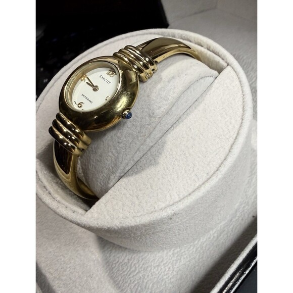 Exactly 844-09 Swiss Made Gold Tone Quartz Watch - New Battery- Vintage main image 6